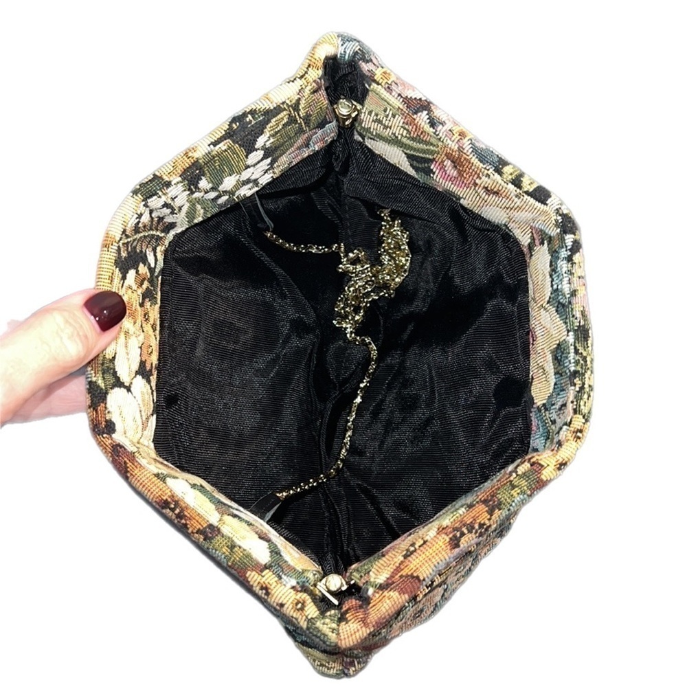 EVC Vintage Tapestry Bow Floral Clutch/ Shoulder Bag Pristine condition! - Picture 7 of 13